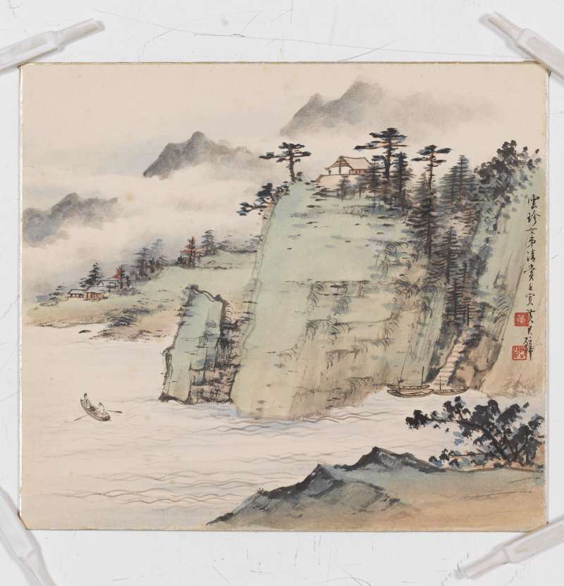 壬寅（1962年）作 黃君璧 雲崖泛舟 - 图2