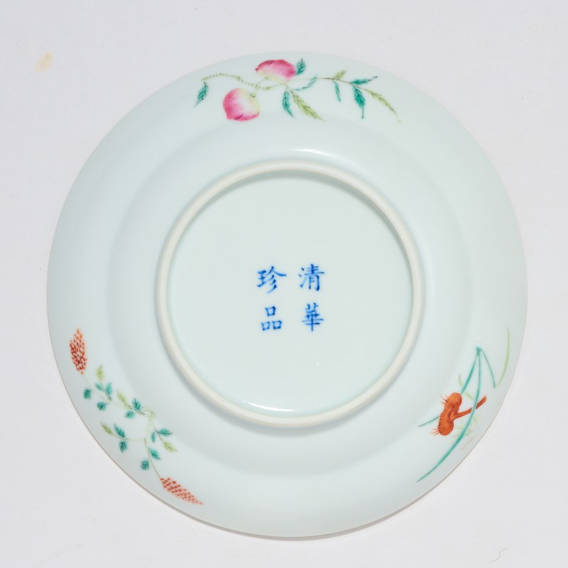 清晚期 粉彩松鹤延年盘 - 图2