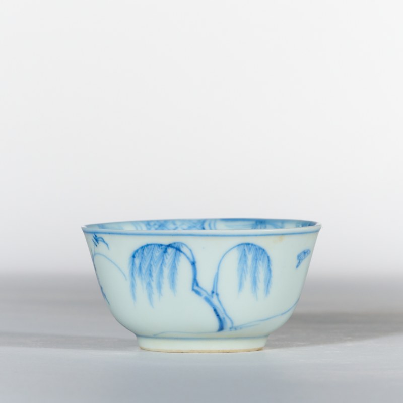 清康熙 青花牧牛图杯 - 图2