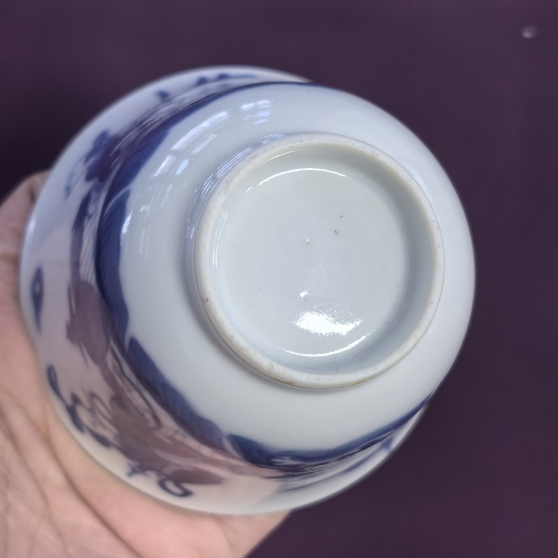 清晚期 青花仙人乘槎图仰钟杯 - 图11