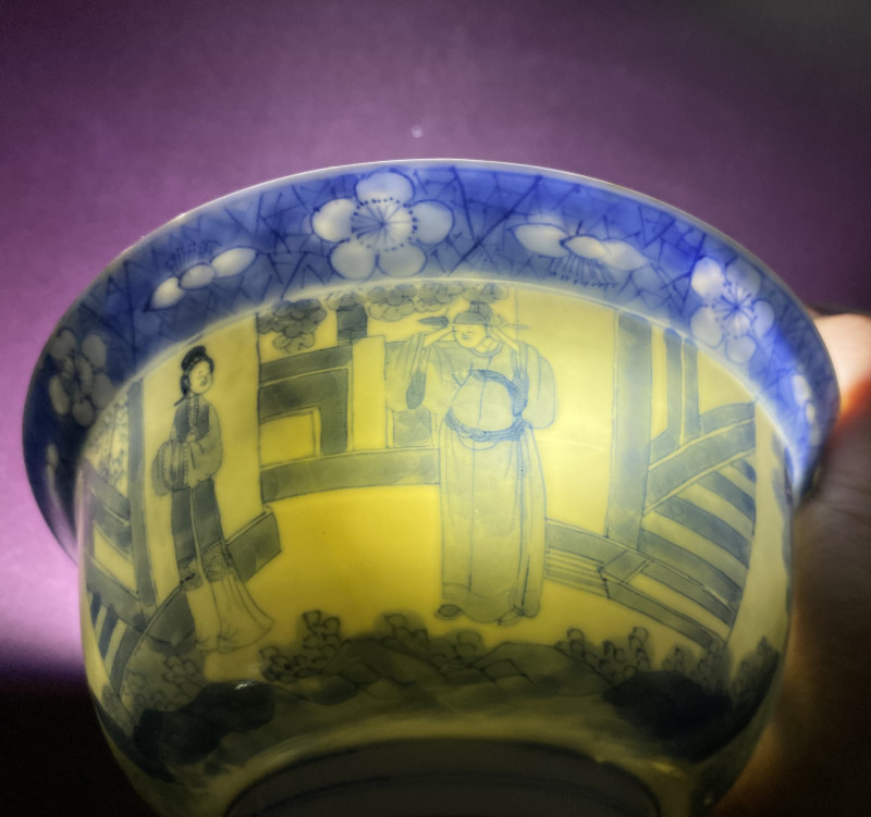 清康熙 青花人物故事图折沿碗 - 图12