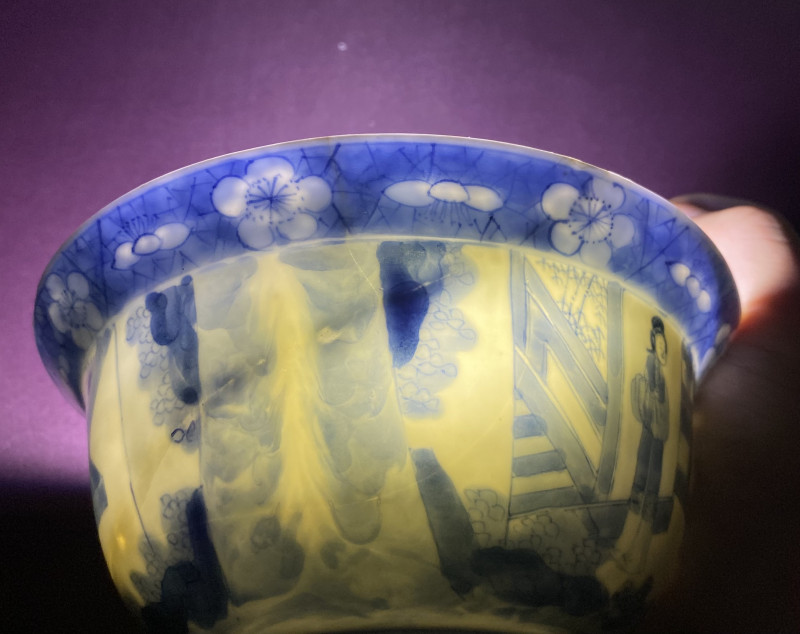 清康熙 青花人物故事图折沿碗 - 图13