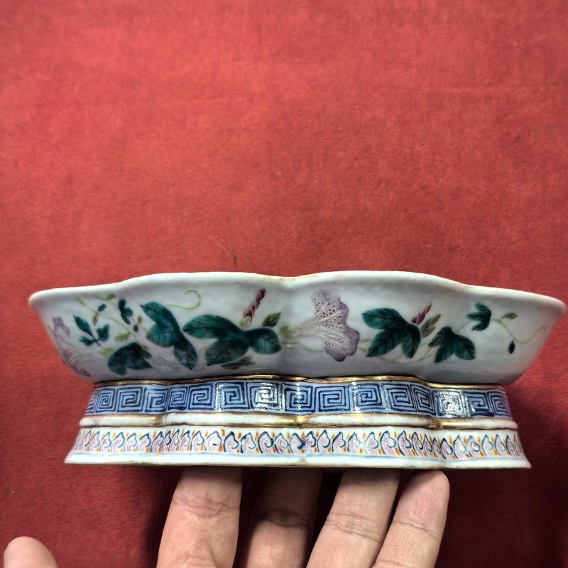 清光绪 粉彩兰花纹呈盘 - 图6