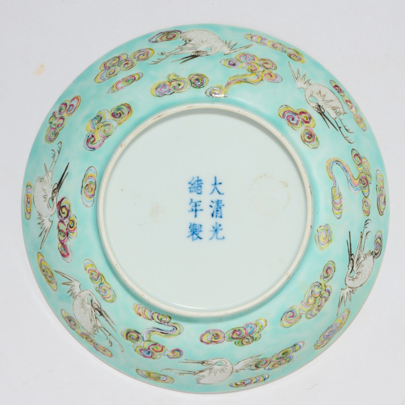 清光绪 粉彩龙凤纹盘 - 图2