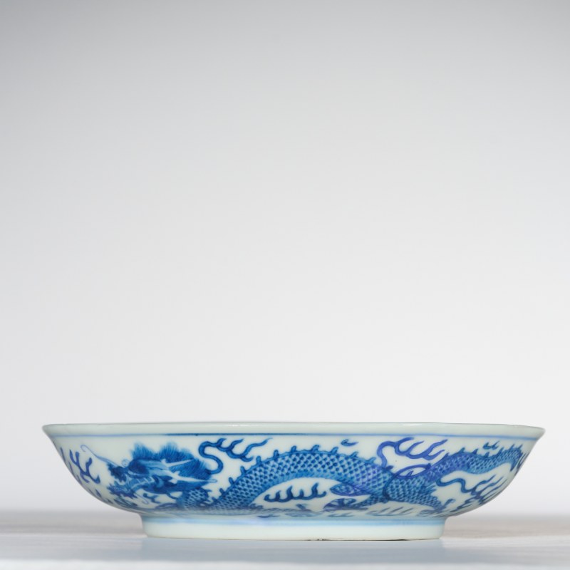 清光绪 青花云龙纹盘 - 图3