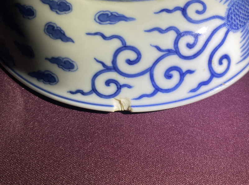清道光 青花对头风纹盘 - 图12