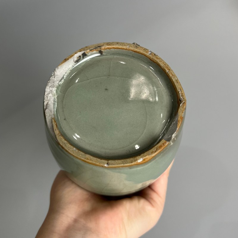 明代 龙泉粉青釉摇铃尊 - 图9