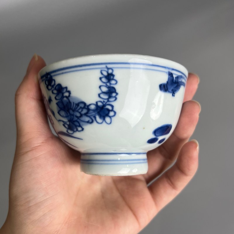 清代康熙 青花洞石花卉纹杯 - 图6