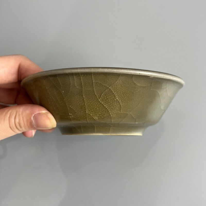 明代 龙泉窑米黄釉直边洗 - 图4