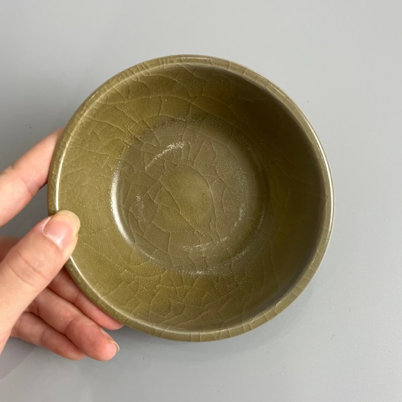明代 龙泉窑米黄釉直边洗 - 图5