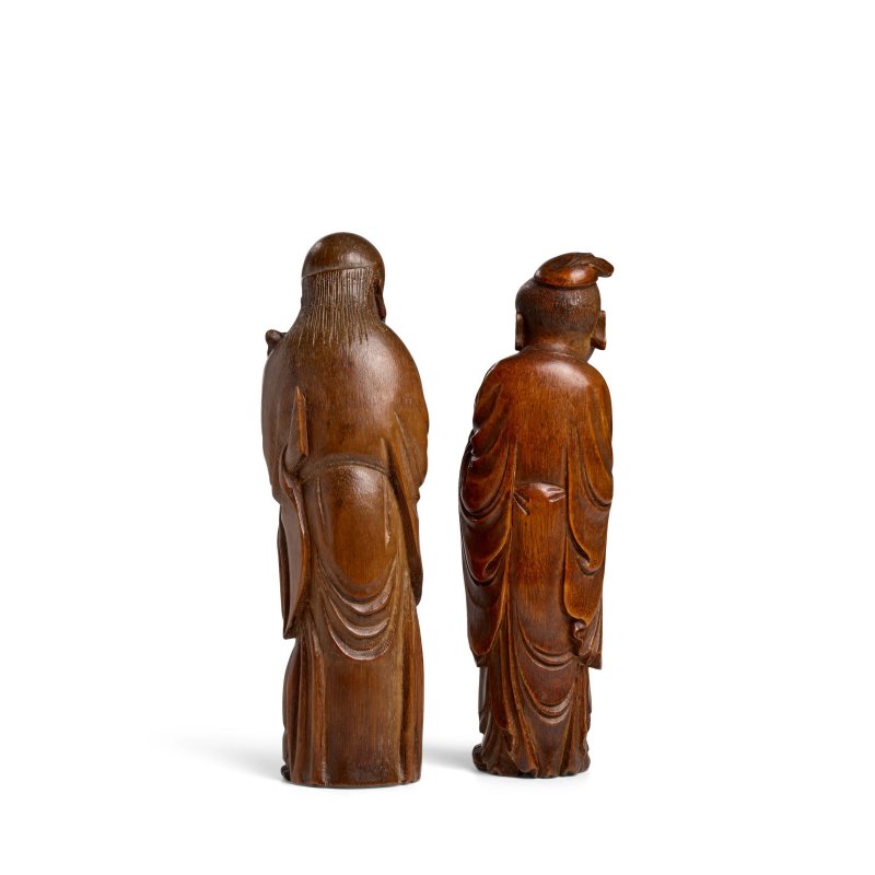 清 竹根雕道教神祇兩件 藍采和 劉海 | TWO BAMBOO ROOT CARVINGS OF DAOIST IMMORTALS, LAN CAIHE AND LIU HAI - 图8