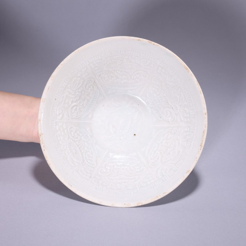明代 白釉印花花口碗一组四个 - 图6