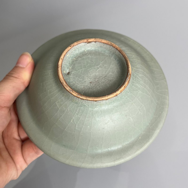 明代 龙泉窑粉青釉官帽洗 - 图8