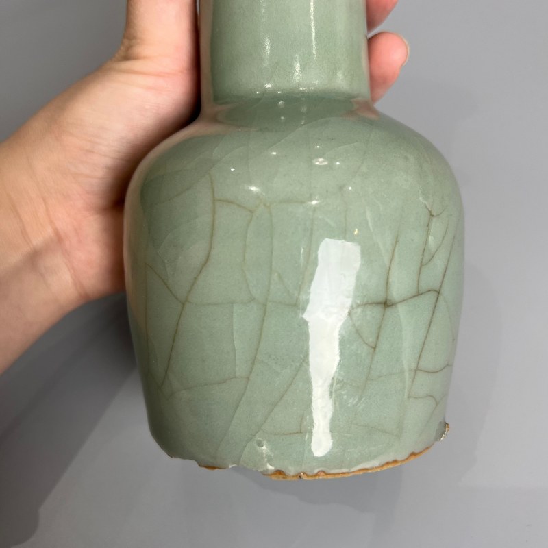 明代 龙泉粉青釉摇铃尊 - 图6