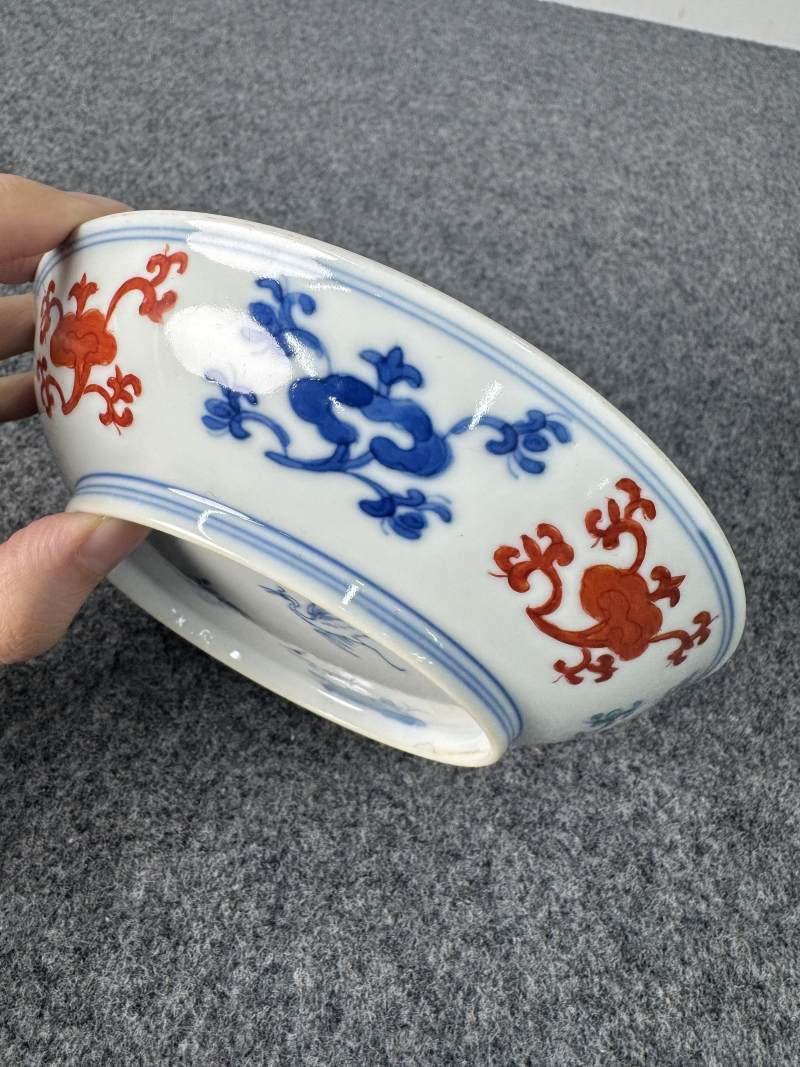 清康熙 鬥彩靈芝紋盤 - 图5