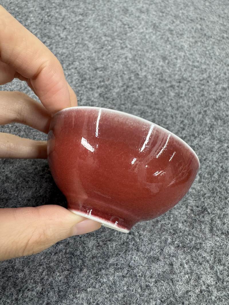 清雍正 紅釉杯 - 图2