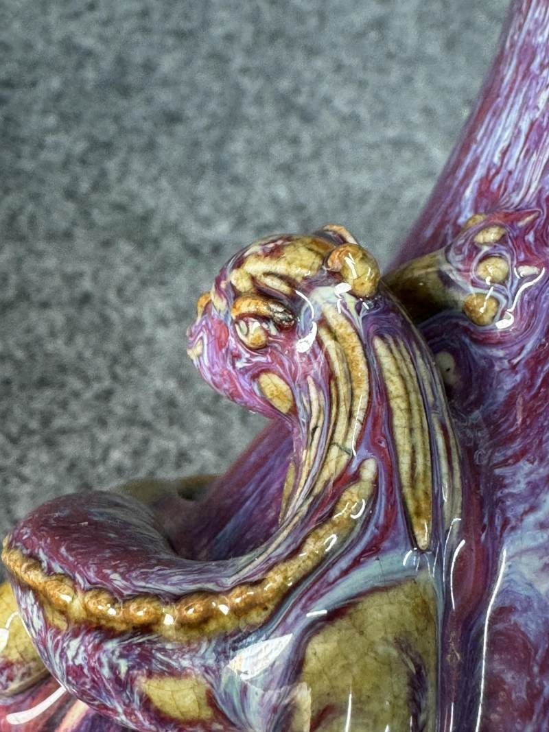 清雍正 窯變釉雕盤螭小口尊 - 图30