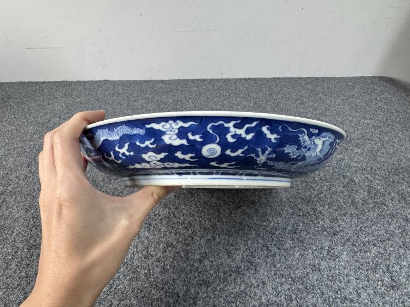 清道光 青花留白龍紋盤 - 图12