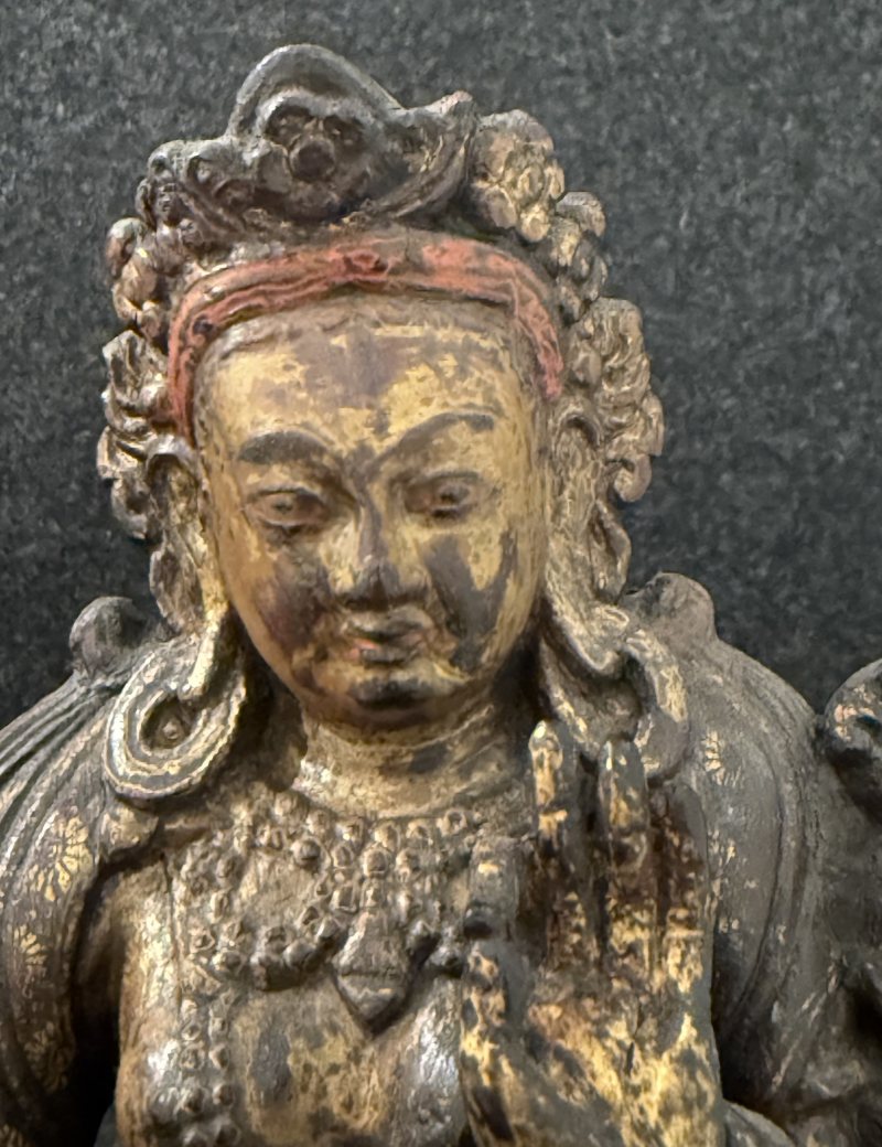 16世紀西藏紫檀漆金綠度母像 - 图8