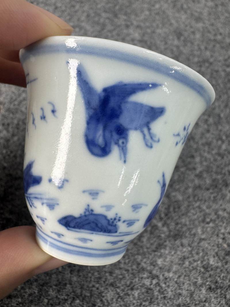 明嘉靖 青花蘆雁圖杯 - 图3