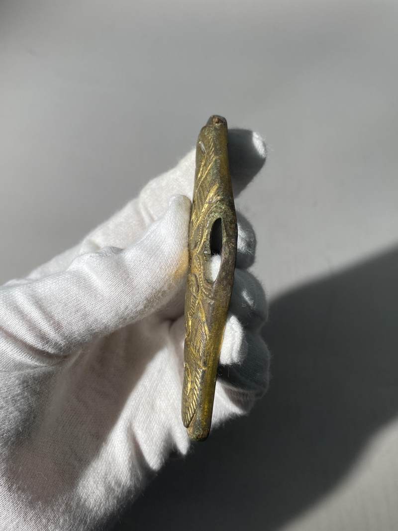 銅鎏金熊形蹀躞帶飾一套十件 - 图8