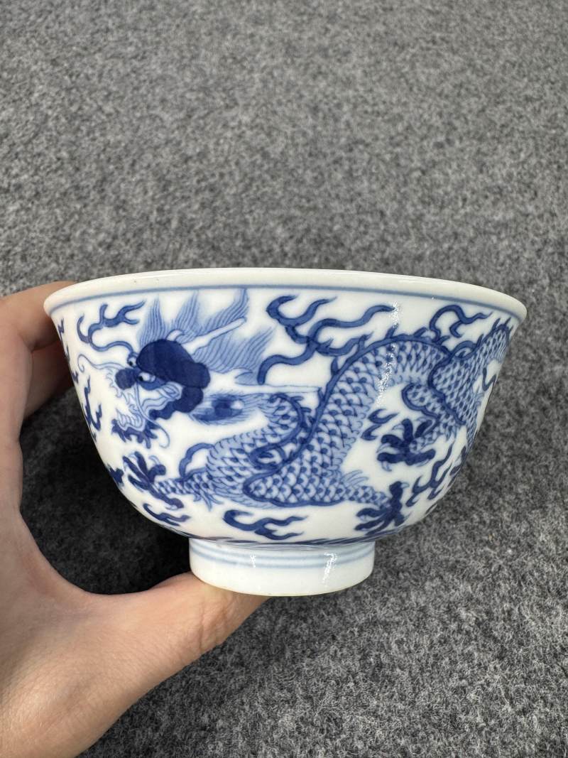 清道光 青花龍紋碗 - 图2
