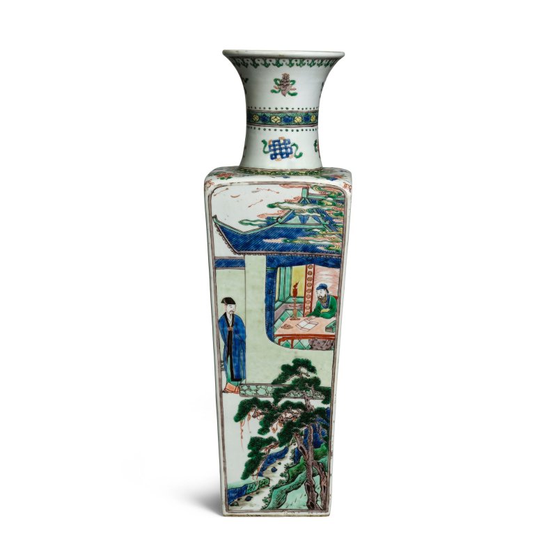 清康熙 五彩人物故事圖方瓶 | A FAMILLE VERTE 'FOUR NARRATIVES' SQUARE VASE - 图8