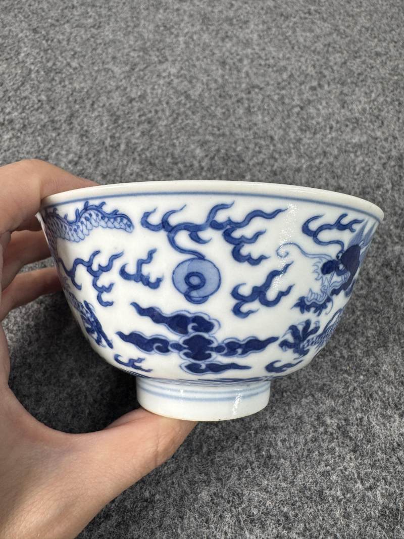 清道光 青花龍紋碗 - 图3