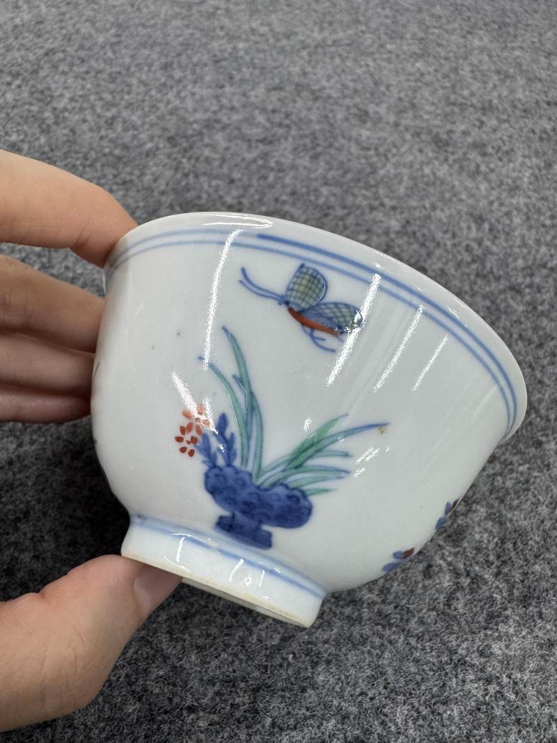 清康熙 鬥彩蝴蝶紋杯 - 图6