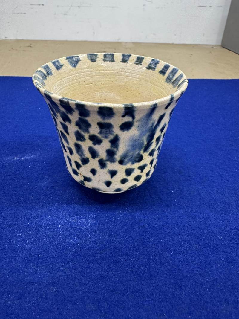 三彩藍釉敞口杯 - 图2