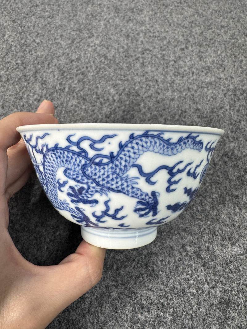 清道光 青花龍紋碗 - 图4
