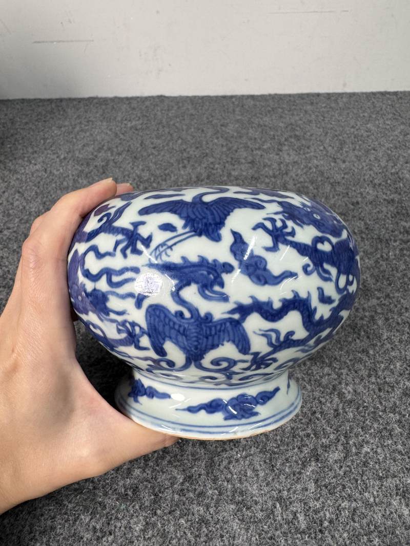 明萬曆 青花龍鳳仙鶴紋水丞 - 图4