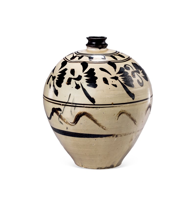 宋 磁州窑白地黑花大嘟噜瓶
