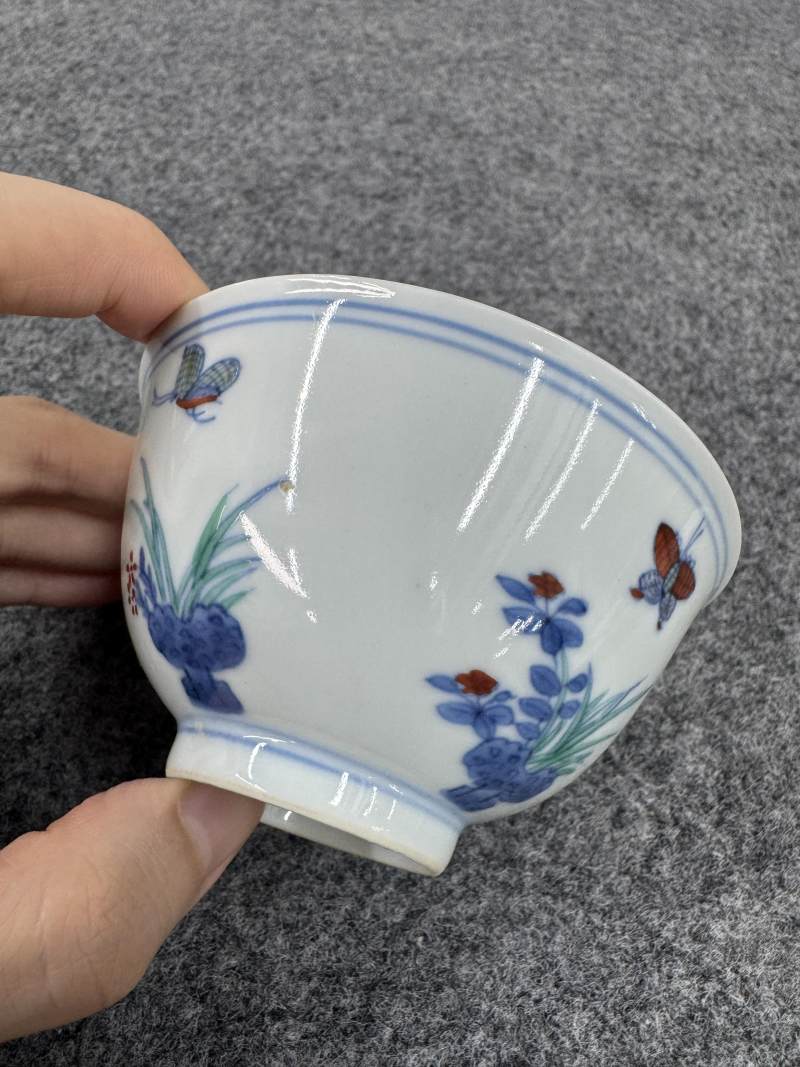 清康熙 鬥彩蝴蝶紋杯 - 图7