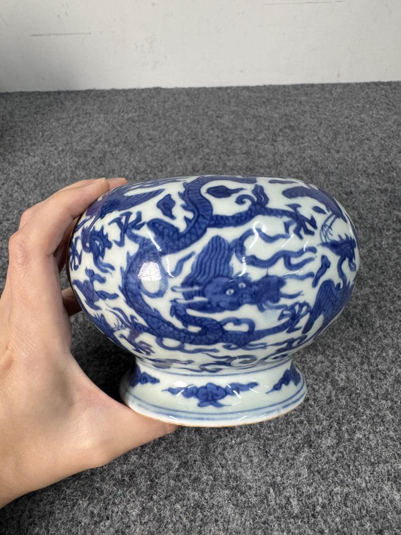 明萬曆 青花龍鳳仙鶴紋水丞 - 图5