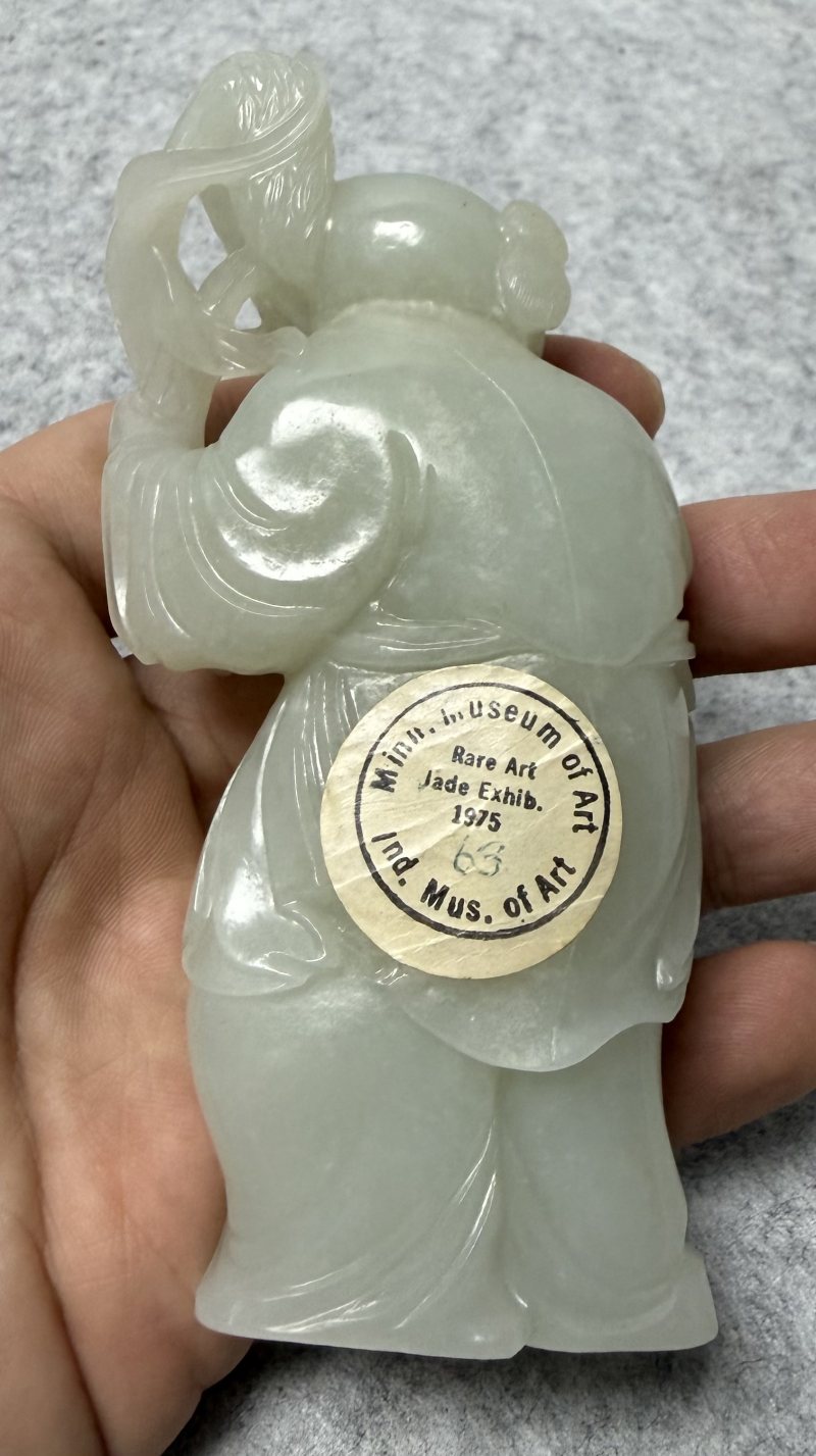 清中期  青白玉持穗童子 - 图4