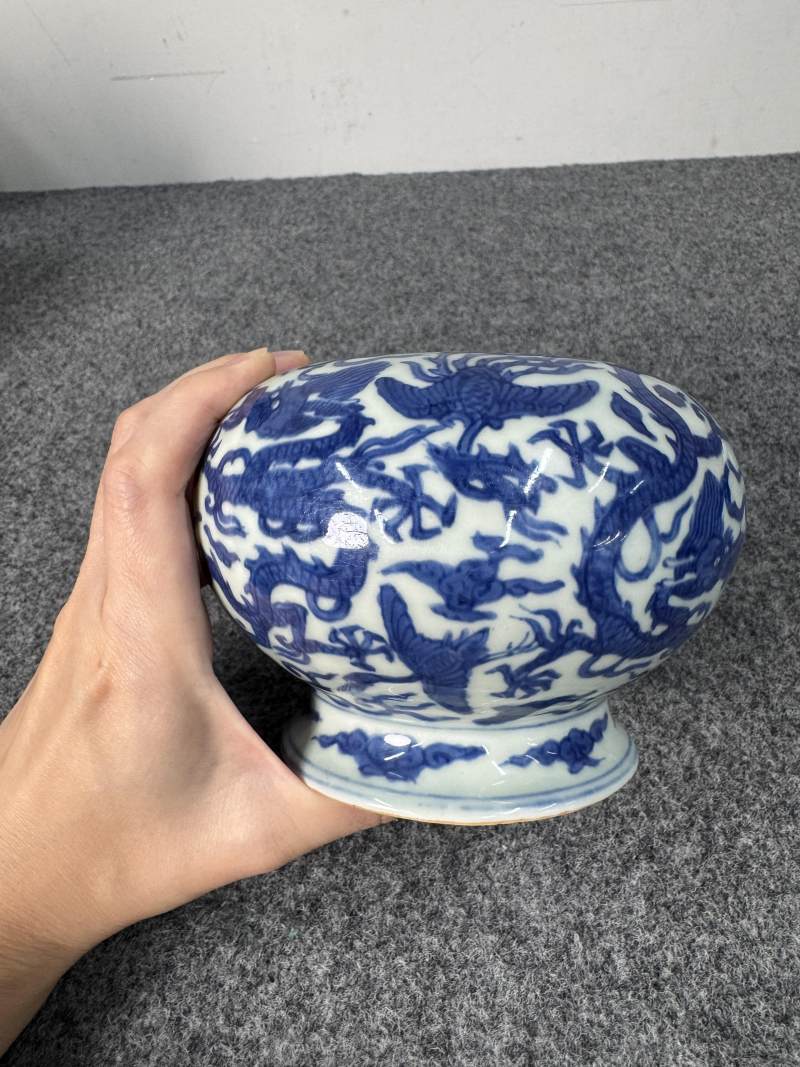 明萬曆 青花龍鳳仙鶴紋水丞 - 图6