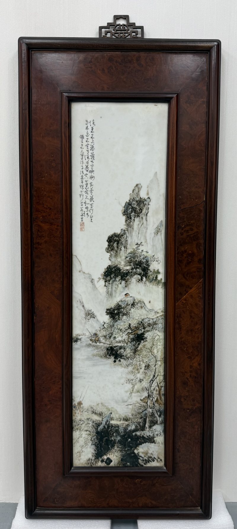 民國段子安 粉彩山水瓷板一套（四屏） - 图2