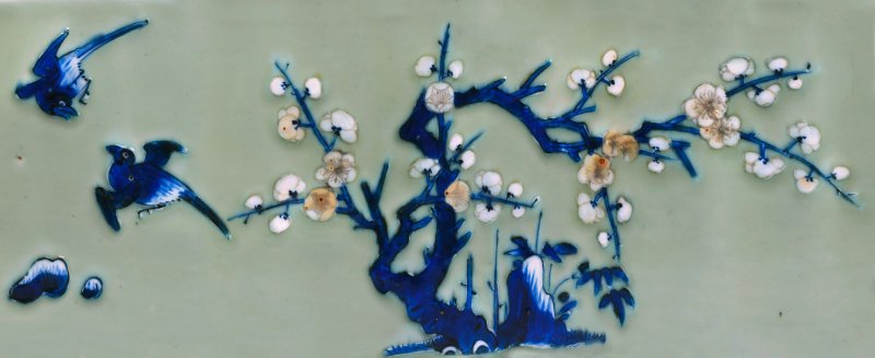 清康熙 豆青地青花釉裏紅竹梅雙喜圖筆筒 | A CELADON-GROUND BLUE AND WHITE, COPPER-RED AND CREAM BRUSHPOT, BITONG - 图8