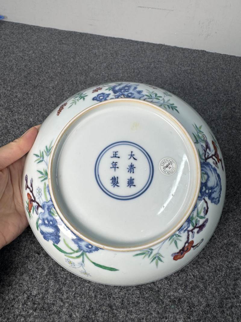清雍正 鬥彩「芝仙賀壽」圖盤一對 - 图24