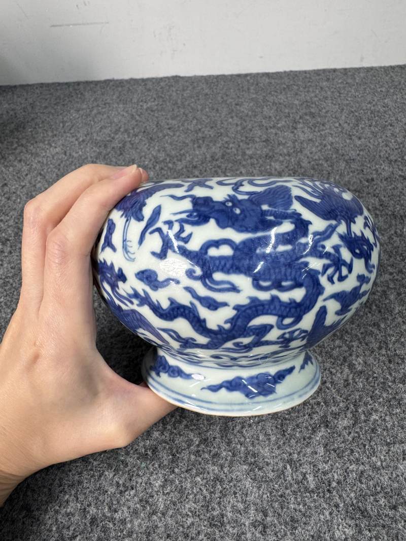 明萬曆 青花龍鳳仙鶴紋水丞 - 图7
