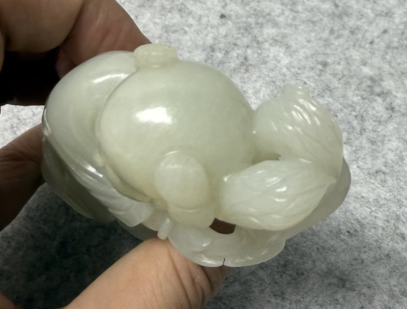 清中期  青白玉持穗童子 - 图5
