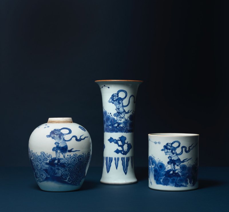 清順治 青花魁星點斗圖詩文罐 | A RARE BLUE AND WHITE 'KUI XING' JAR - 图4