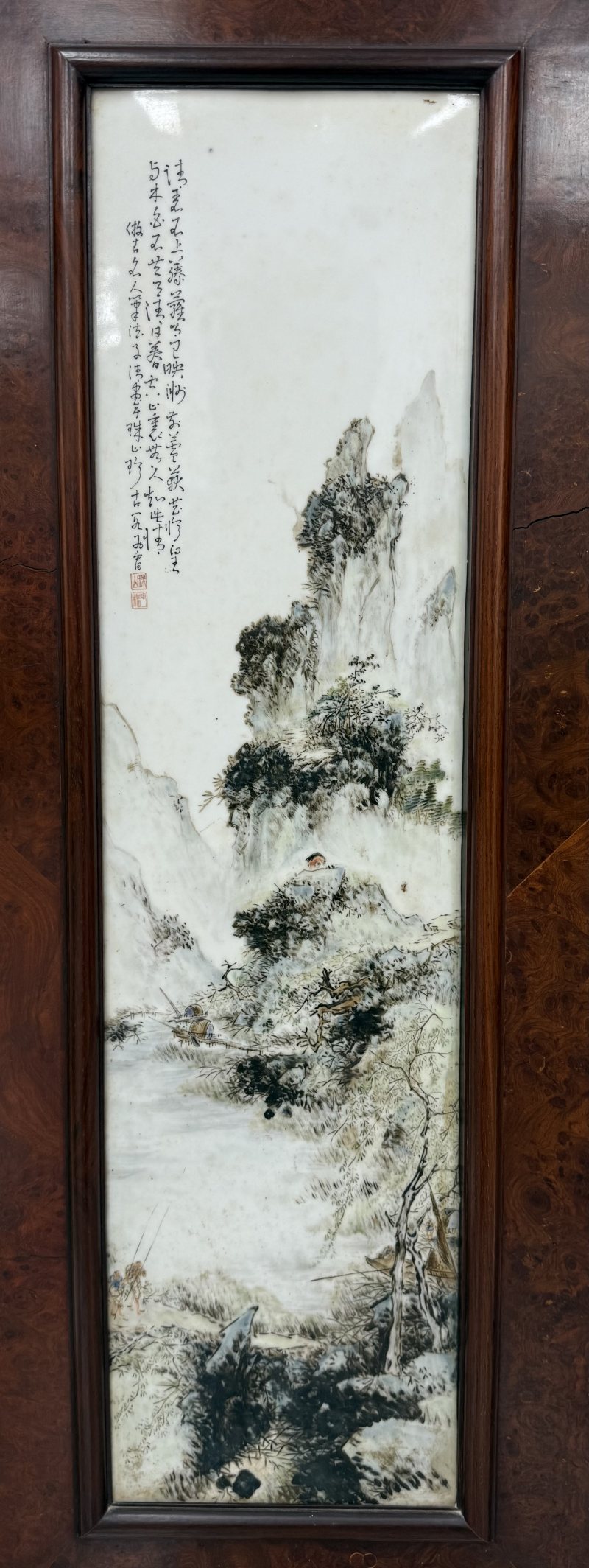 民國段子安 粉彩山水瓷板一套（四屏） - 图3