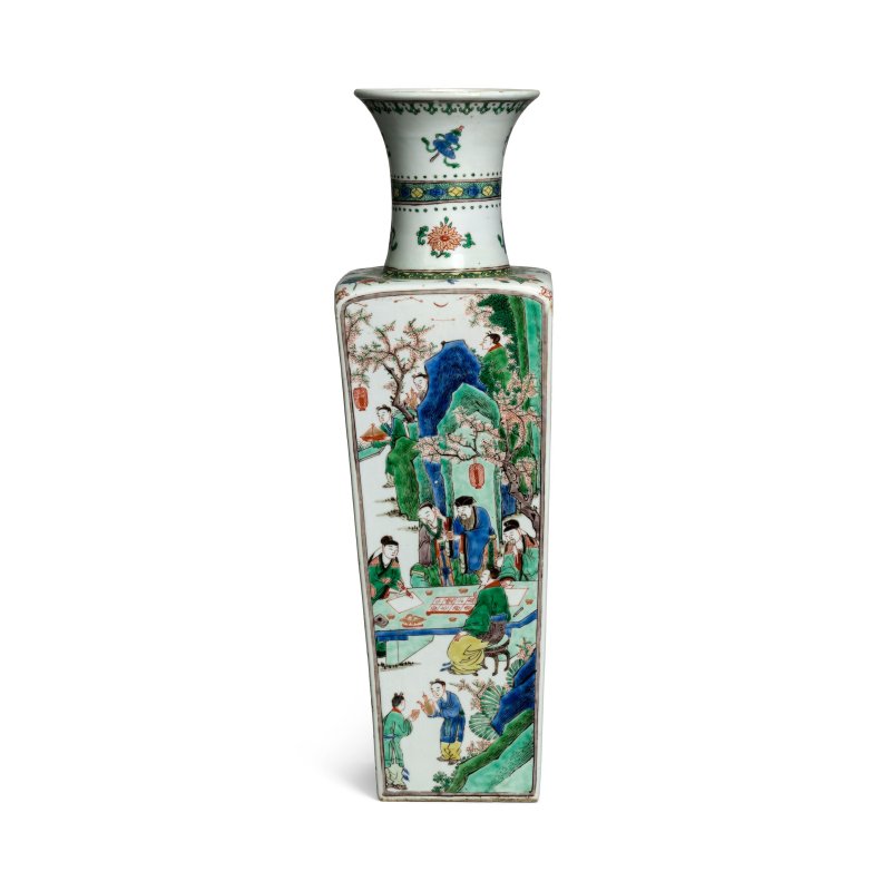 清康熙 五彩人物故事圖方瓶 | A FAMILLE VERTE 'FOUR NARRATIVES' SQUARE VASE - 图11
