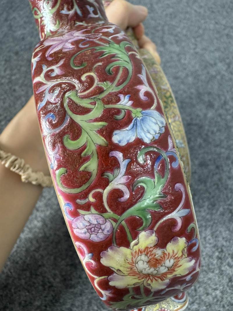 民國 粉彩花卉雙聯瓶 - 图13
