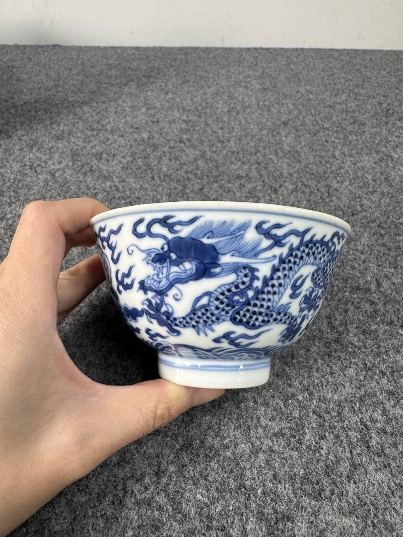 清道光 青花龍紋碗 - 图2