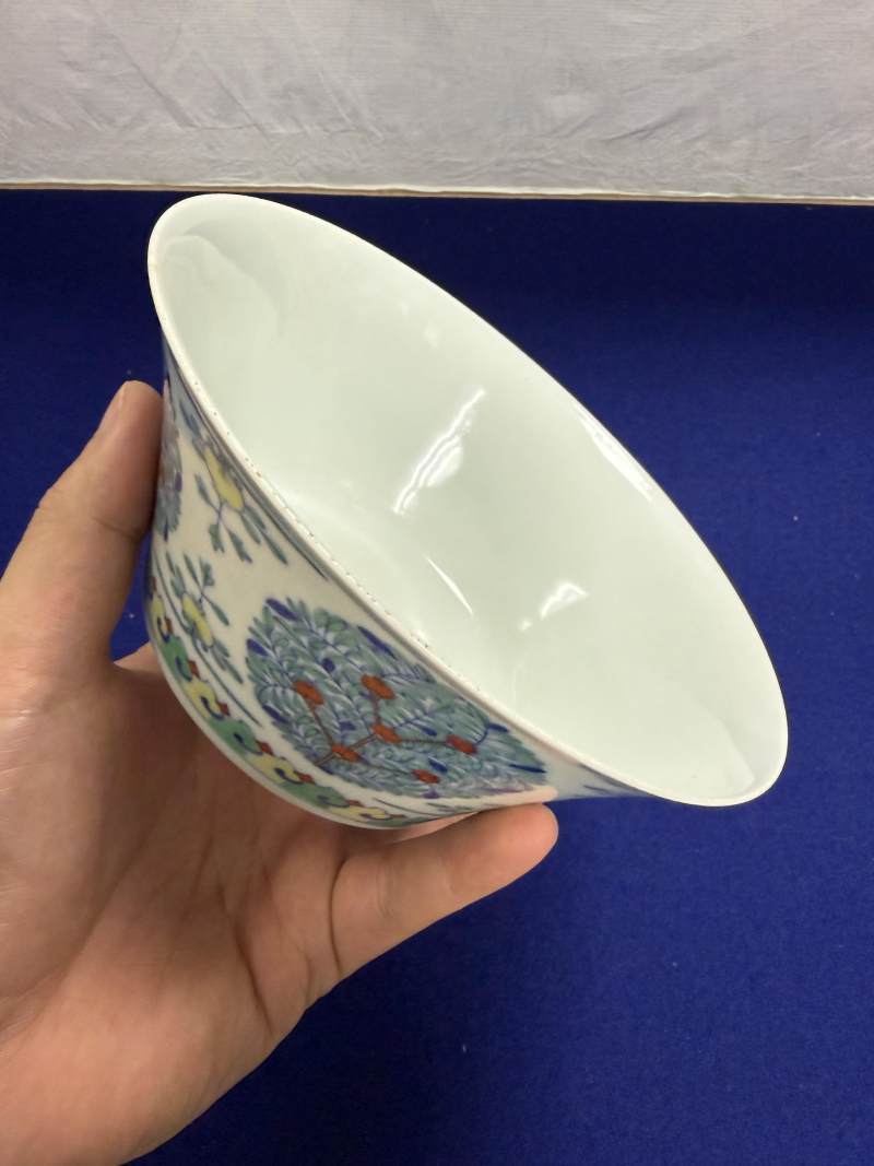 清嘉慶 鬥彩團花紋馬蹄碗 - 图9