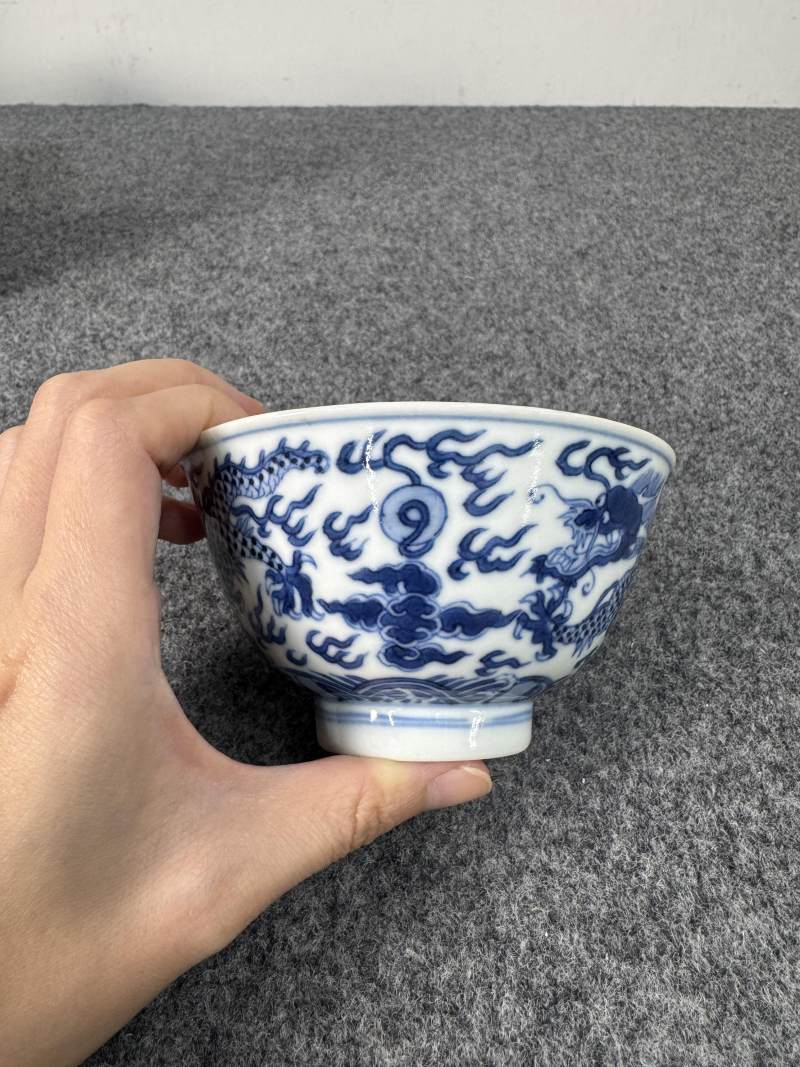 清道光 青花龍紋碗 - 图3