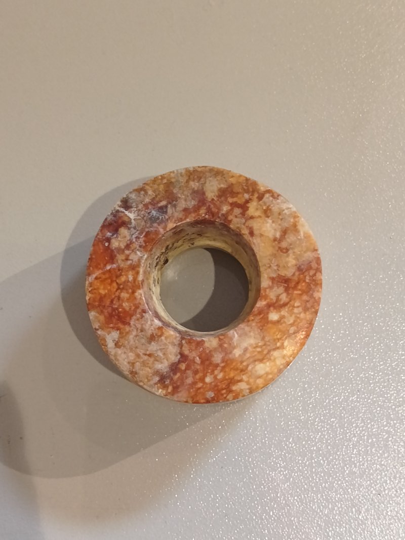 良渚文化  青白玉紅沁素系璧一對 - 图3